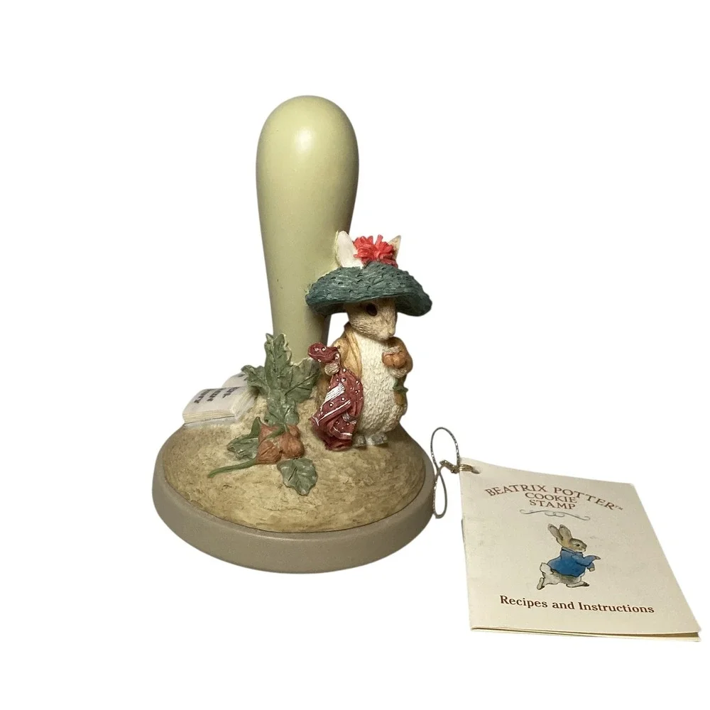 Beatrix Potter Benjamin Bunny Cookie Stamp Ceramic Figurine with Recipes 1997